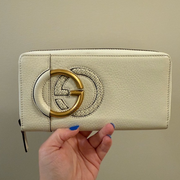GUCCI GG Soho White Calfskin Long Zippy Wallet - Excellent condition! - Picture 1 of 9